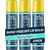 Oars + Alps Lip Suncreen, SPF 18 Lip Balm, Shine Free Sunscreen for Lips, Infused with Vitamin E, Peppermint & Spearmint, Water & Sweat Resistant, Moisturizing, Hydrating, Sunny Mint Scent, 3pk