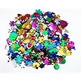 Honbay 100 Gram Mixed Sequins and Spangles Craft Supplies, Assorted Shapes, Color and Sizes