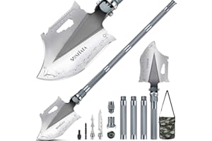 MOSFiATA Folding Camping Shovel, 40'' Axe-Type Multifunctional Military Shovel, 30 in 1 Survival Shovel with Lengthened Handl