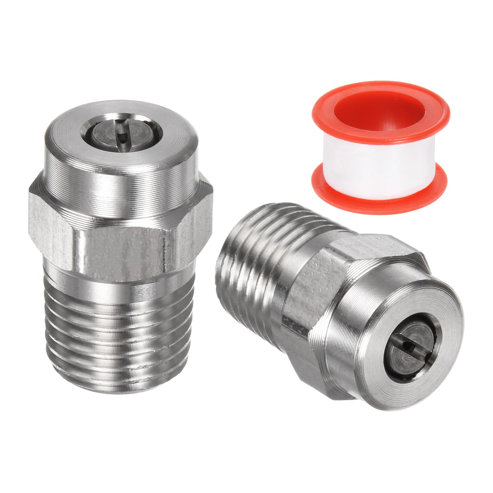 M METERXITY 2 Pack Surface Clean Tips - 40 Degree 1/4" NPT Male #40035 Pressure Washer Nozzles Cleaner Nozzle Replacement, Stainless Steel with Sealing Tape for Water Guns (1.156mm Orifice)