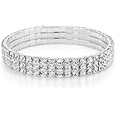 Zealmer Sparkle Multicolor Rhinestone Stackable Stretch Bracelets for Women