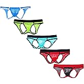 4UFIT Men's Semi-Transparent Jockstrap Thong Underwear T-Back Thong G-String Underpants