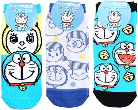Amazon Co Jp ドラえもん レディースソックス ３柄セット ドラえもん ドラミちゃん ブルー ナカマ ネイビー アイムドラえもん ブルー おもちゃ