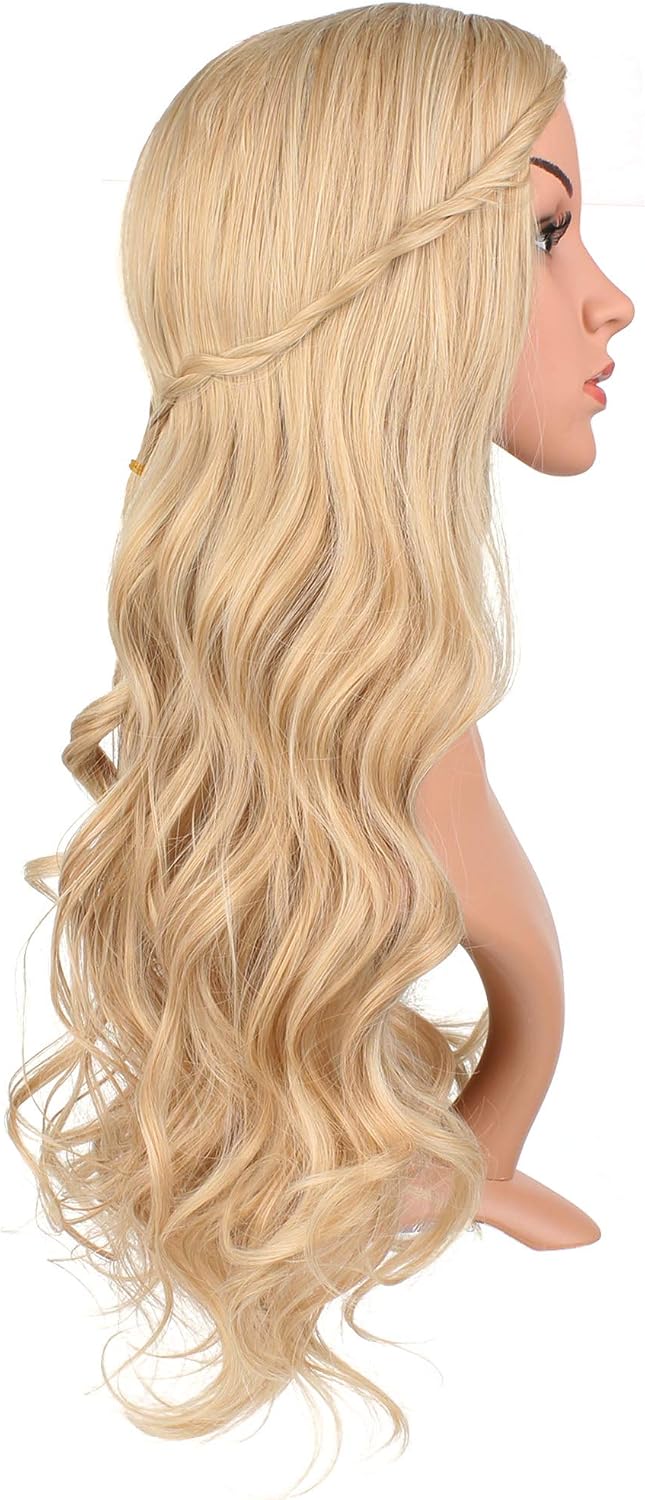 OKVGO Women's Long Curly Blonde Wigs for Fancy Dress Cosplay Costume Party Ladies with Wig Cap, 2 Count (Pack of 1) - Image 5