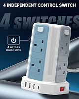 Sameriver Tower Extension Lead 3M 8 AC Outlets 4 USB Ports Surge Pro 13A view 4
