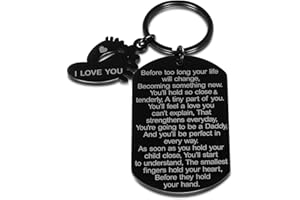 SOPHAUTEEM New Dad Keychain Daddy to Be Gifts Pregnancy Baby Announcement Gifts for Him New Father Mother Soon to Be Daddy Gifts for Men First Time Dads Moms Gifts from New Mommy Birthday Christmas Father’s Day