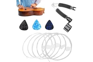 Guitar Strings Set Nylon Silver-Plated 6-Pack with 3 Picks and 3-in-1 Restring Tool for Classical Acoustic Western Guitars Cl