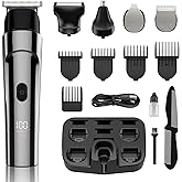 Beard Trimmer for Men, 5-in-1 Cordless Hair Clipper Kit with Foil Razor, Waterproof Body, Nose & Ear Groomer, Precision Trimming for Beard, Hair & Body Care (Gray)