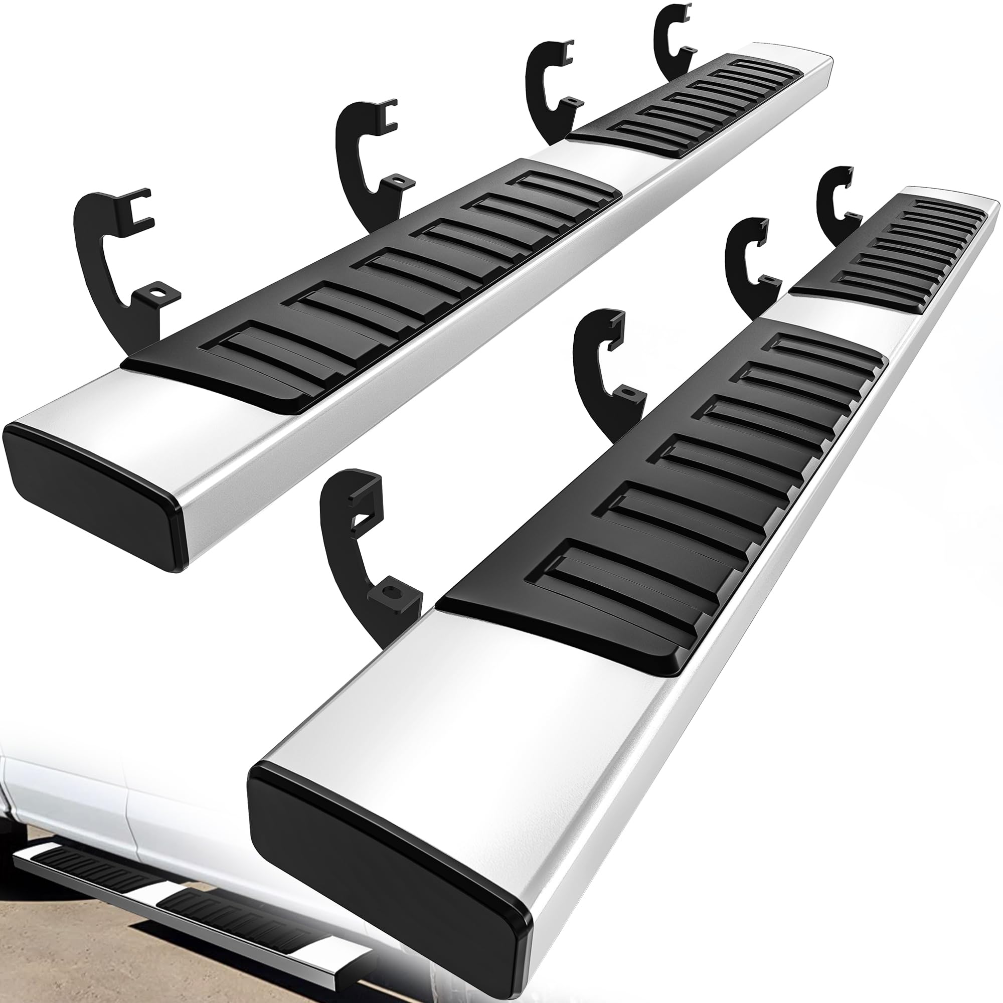 LEDKINGDOMUS Running Boards For 2007-2018 Chevy Silverado & GMC Sierra Crew Cab – 82 Inch, Polished