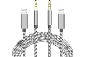 BELCOMPANY [Apple MFi Certified] Aux Cord for iPhone, 2 Pack Nylon Braided Lightning to 3.5mm Aux Audio Headphone Jack Adapter Car Stereo Cable for iPhone 14 13 12 11 XS XR X to Car Home Stereo Headphone Speaker