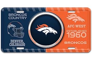 FANMATS 43256 Denver Broncos Embossed Metal License Plate