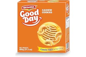 BRITANNIA Good Day Cashew Cookies Family Pack 21.2oz (600g) - Breakfast & Tea Time Snacks - Delicious Grocery Cookies (Pack of 1)
