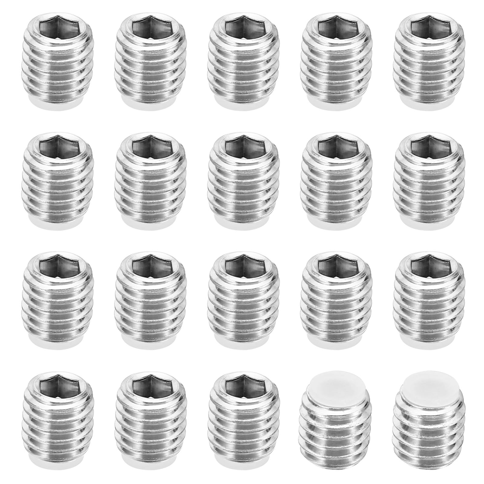 PATIKIL M8x8mm Nylon Tip Grub Screw, 20 Pack Metric Hex Socket Head Cup Point Anti Slip Set Screws Internal Hex Drive Hardware, 304 Stainless Steel