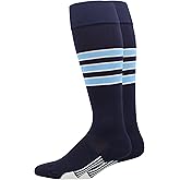 MadSportsStuff Dugout 3-Stripe Softball Socks, Long Over the Calf Team Socks for Girls, Boys, Women & Men