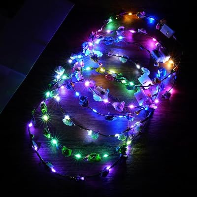 URAQT LED Flower Headband 6PCS Crown Garland Light Up Wedding Party Decor