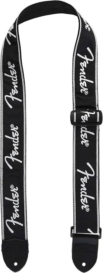 Fender Running Spaghetti Logo Strap Black. Correa: Amazon.es ...