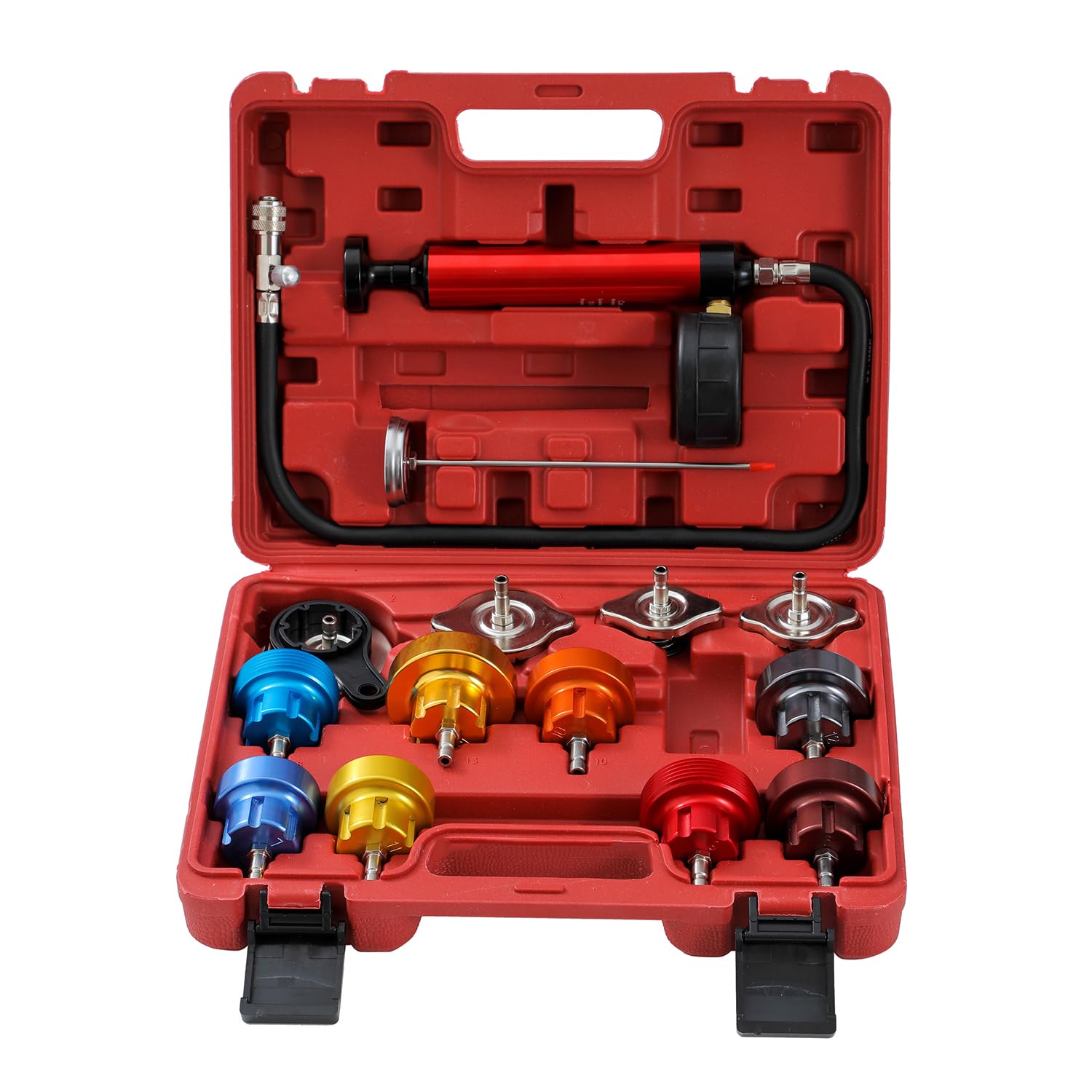 KATSU Tools 15PC Car Van Truck Engine Cooling System Radiator Pressure Leakage Tester Aluminum 450810