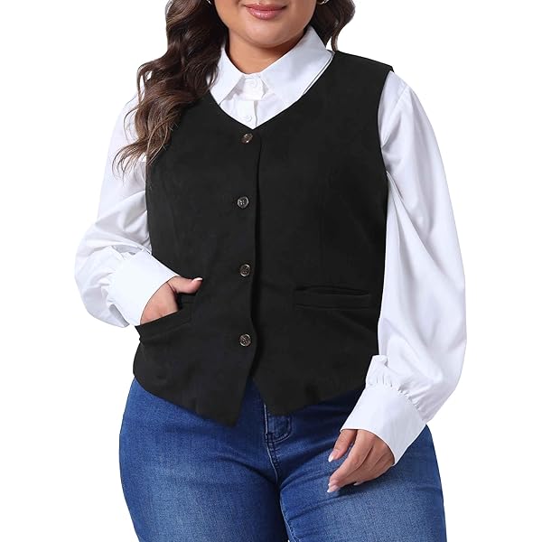 Agnes Orinda Plus Size Vest for Women Sleeveless Jacquard Jacket