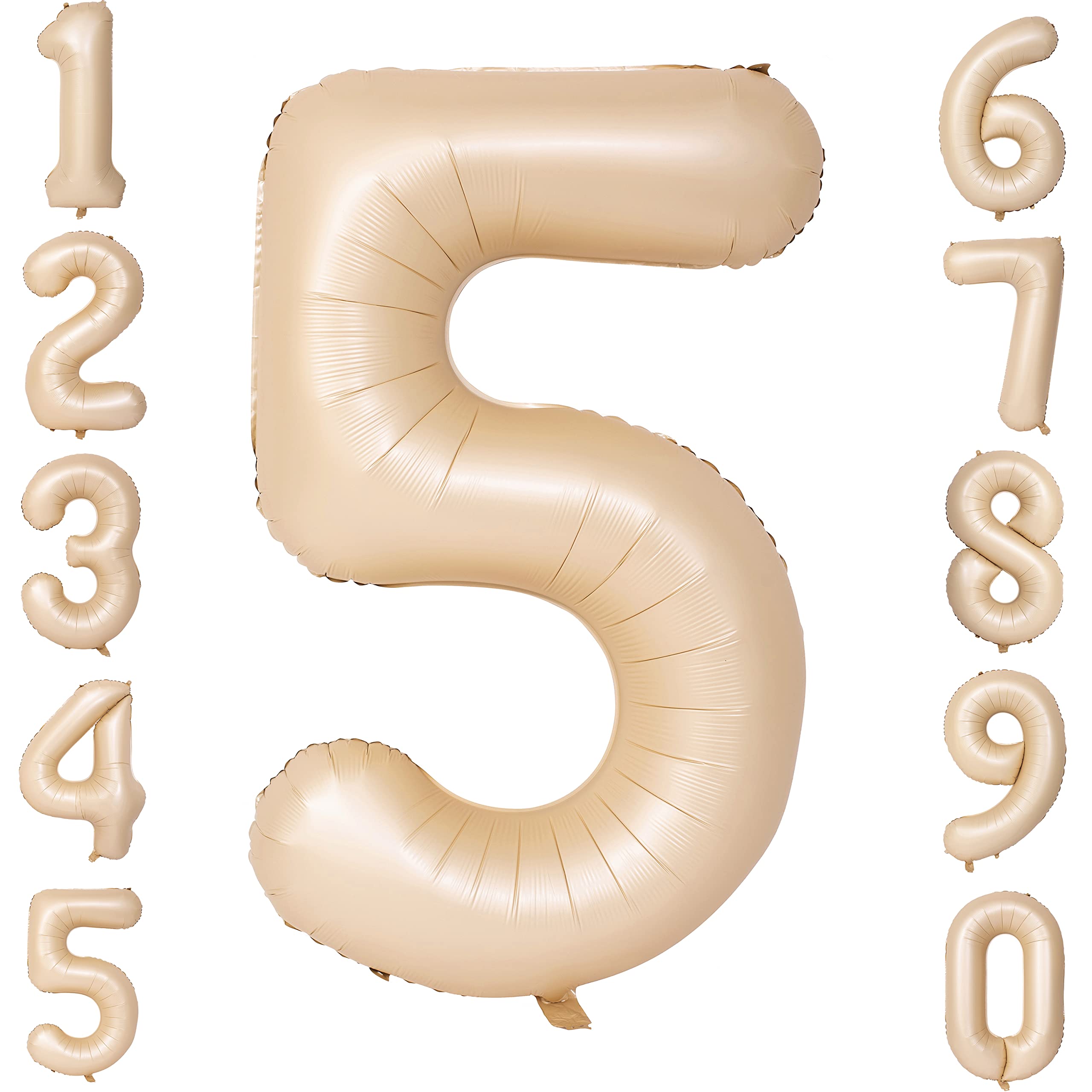 Number 5 Balloons Giant Caramel number balloons Oatmeal 5th Birthday Decorations Light Brown 5 balloon for Birthday Supply Large foil balloons 40 Inch Digital 5 Ballons