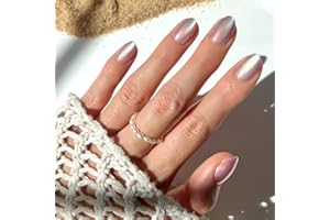 Glamnetic Press On Nails - Oyster | Short Oval Cat Eye Fake Nails with a Velvet Pearlescent Finish, Salon Quality Summer Nails | 15 Sizes - 30 Nail Kit with Glue