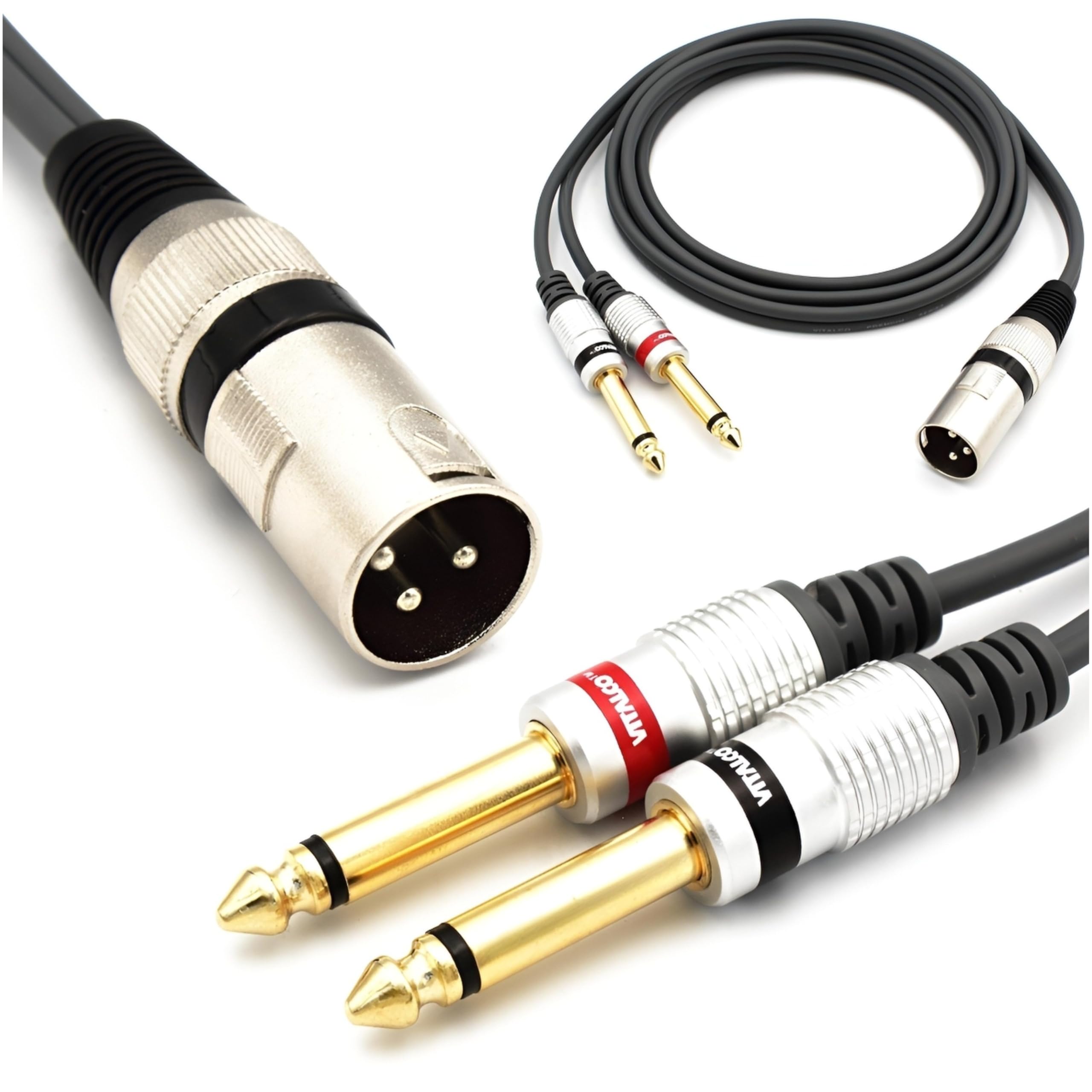VITALCO XLR Male to 2x 6.3 mm TS Jack Cable, Microphone Cable, 3-Pin to Mono Jack Plug Audio Adaptor, 1.5 m — image 1