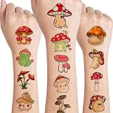 12 Sheets Mushroom Temporary Tattoos, Mushroom Birthday Party Supplies Decorations Cute Fake Tattoos Stickers Mushroom Party Favors Goodie Bag Fillers Party Games Gifts School Classroom Rewards