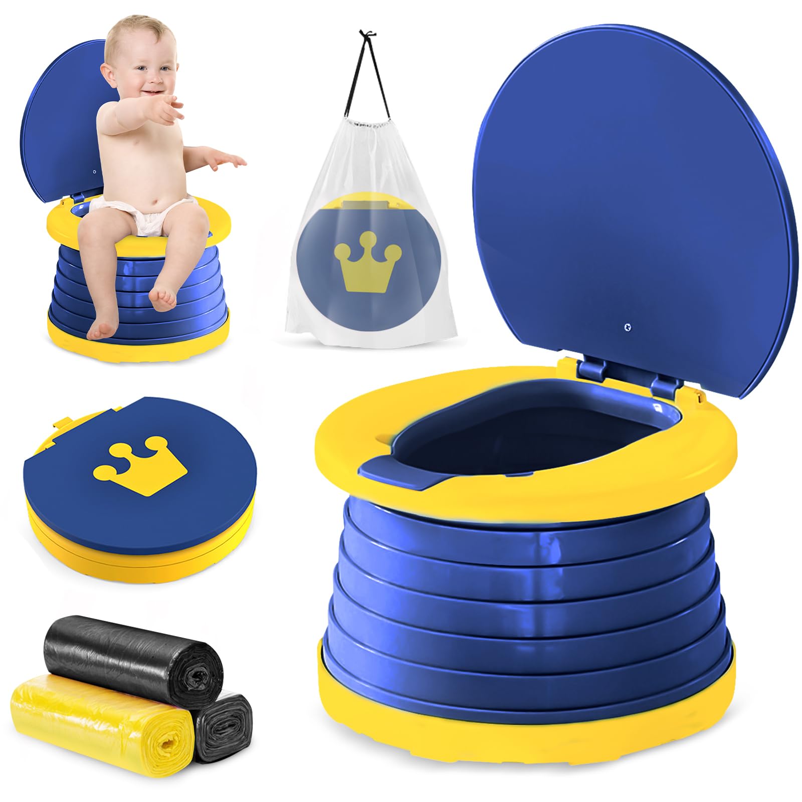 Portable Potty for Toddlers, 2-in-1 Travel Potty Kids Training Toilet Seat (Blue)