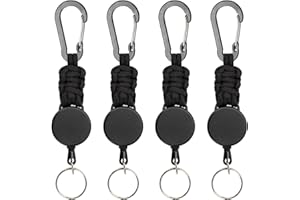 Retractable Key Chain, 4-Pack Retractable Lanyard Key Holder, Badge Reel Holder Clip with Extendable Key Ring
