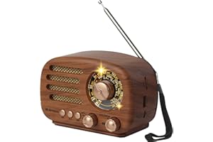 M-Amazup Radios Portable AM FM SW, Retro Radio with Speaker, Transistor Radio Bluetooth 5.3, Rechargeable Battery Powered, TWS, Support TF Card/MP3/USB Playing, Gifts for Senior, Light Wood