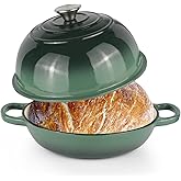 6QT Bread Dutch Oven Pot with Lid, Enameled Cast Iron Dutch Oven for Sourdough Bread Baking, Roasting, Stewing and Soup, Non-Stick Enamel Cookware for Oven/Stovetop, Perfect for Homemade Bread, Green