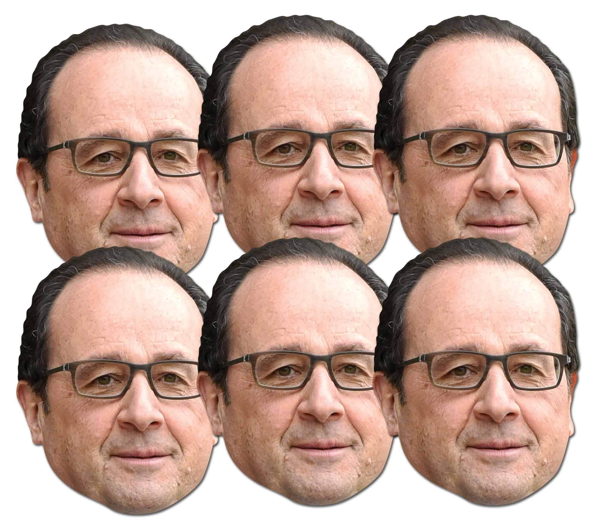 STAR CUTOUTS SMP412 Francois Hollande 6 Pack of Masks for Adult Party Games, Friends and Events, Solid, Multicolour, Regular