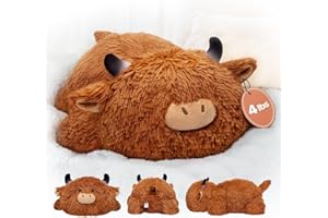 Mewaii 4 Lbs Weighted Stuffed Animals - Heavy Belly & Limbs, 23" Highland Cow Plush for a Realistic Hug, Super Soft Fluffy Plush Toy for Kids and Adults