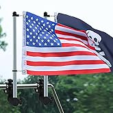 2 Pack Boat Flag with Adjustable Boat Flag Pole, 316 Stainless Steel Clamp on Flag Pole Kits Rail Mount without Drilling, Kayak Flag Pole With Gimbals End