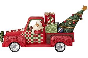 Enesco Jim Shore Country Living Santa in Red Pickup Truck Figurine, 6.8 Inch, Multicolor