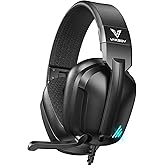 Vakedy Gaming Headset for PS5, PC, PS4, Xbox Series X, Switch, Wired Over Ear Headphones with Noise Cancelling Mic, Stereo Sound, Folding Design, 3.5mm Audio Jack(Black)