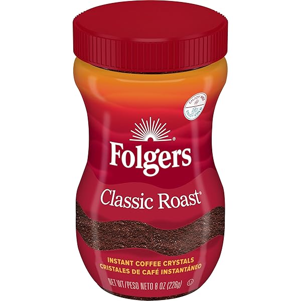 FOLGERS CLASSIC ROAST INSTANT COFFEE, 8-OUNCE JAR