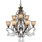 Norwalk 9 Light Clear Crystal Bronze Umber Chandelier with Glass Shades