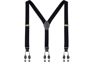 Ausukler Button Suspenders for Men Dress Pants and Tuxedo Heavy Duty Big and tall Y-back 1.4 inches One Size