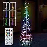 6ft Spiral Christmas Tree Outdoor Christmas LED Lighted Artificial Tree with Timer APP & Remote Control Tree Top Star 100 LEDs Decoration for Yard Porch Indoor Outdoor Xmas