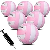 EVZOM 6 Pack Volleyballs Soft Beach Volleyball Official Size 5 for Outdoor/Indoor/Pool/Gym/Training Premium Volleyball Durability Stability Sports Ball with Pump