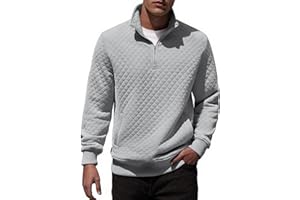 Yuyanrocks Mens Sweatshirt Quarter Zip Pullover Sweatshirt for Men Knit Mock Neck Long Sleeve Sweater Polo with Pocket