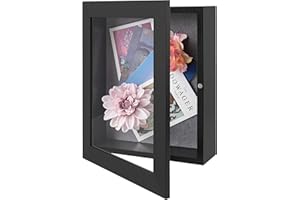 Frametory, 8.5x11 Shadow Box Frame - Front Opening - 2 inch Depth Display Box for Wall and Tabletop Display- Memory Box, 6 Pins Included (8.5x11, Black)