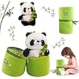 Emoin Panda Stuffed Animals Panda Bamboo Plush Toy 11.8 Inch Bamboo Tube Panda Pillow Stuffed Panda Bear Plushies Panda Doll Gifts for Boys Girls