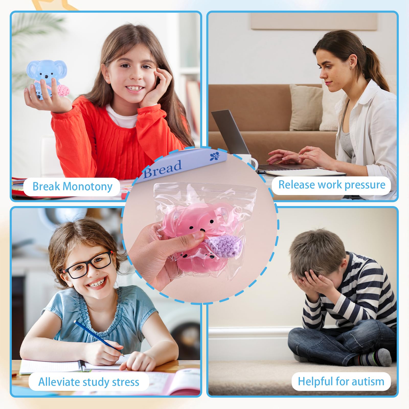 Anboor 2 Stück Koala-Squishy-Spielzeuge, weiches Kristall-Koala-Squishy-Spielzeug zum Stressabbau, niedliches Tier-Squishy-Spielzeug zum sensorischen Zappeln für Kinder und Erwachsene (8,6 cm) 6
