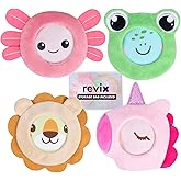 REVIX Kids Ice Packs - Reusable Gel Cold Packs for Toddlers and Babies | Soft Cloth Covers with 4 Cute Animal Designs, Hot &amp; Cold Compress for Comfort, Soothing, Relaxation, and Everyday Bumps