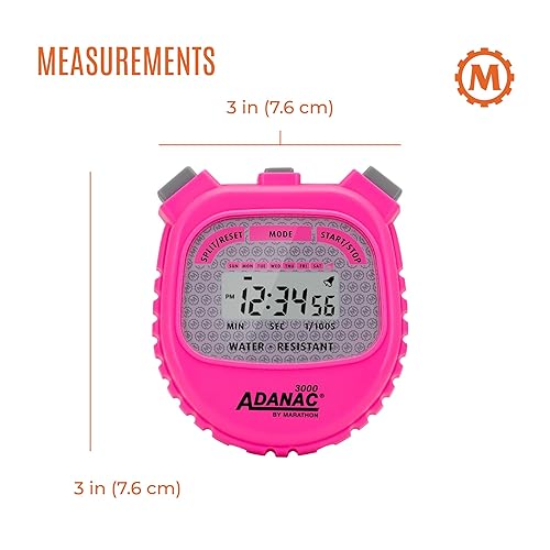 Marathon Adanac 3000 Digital Stopwatch Timer, Neon Pink High