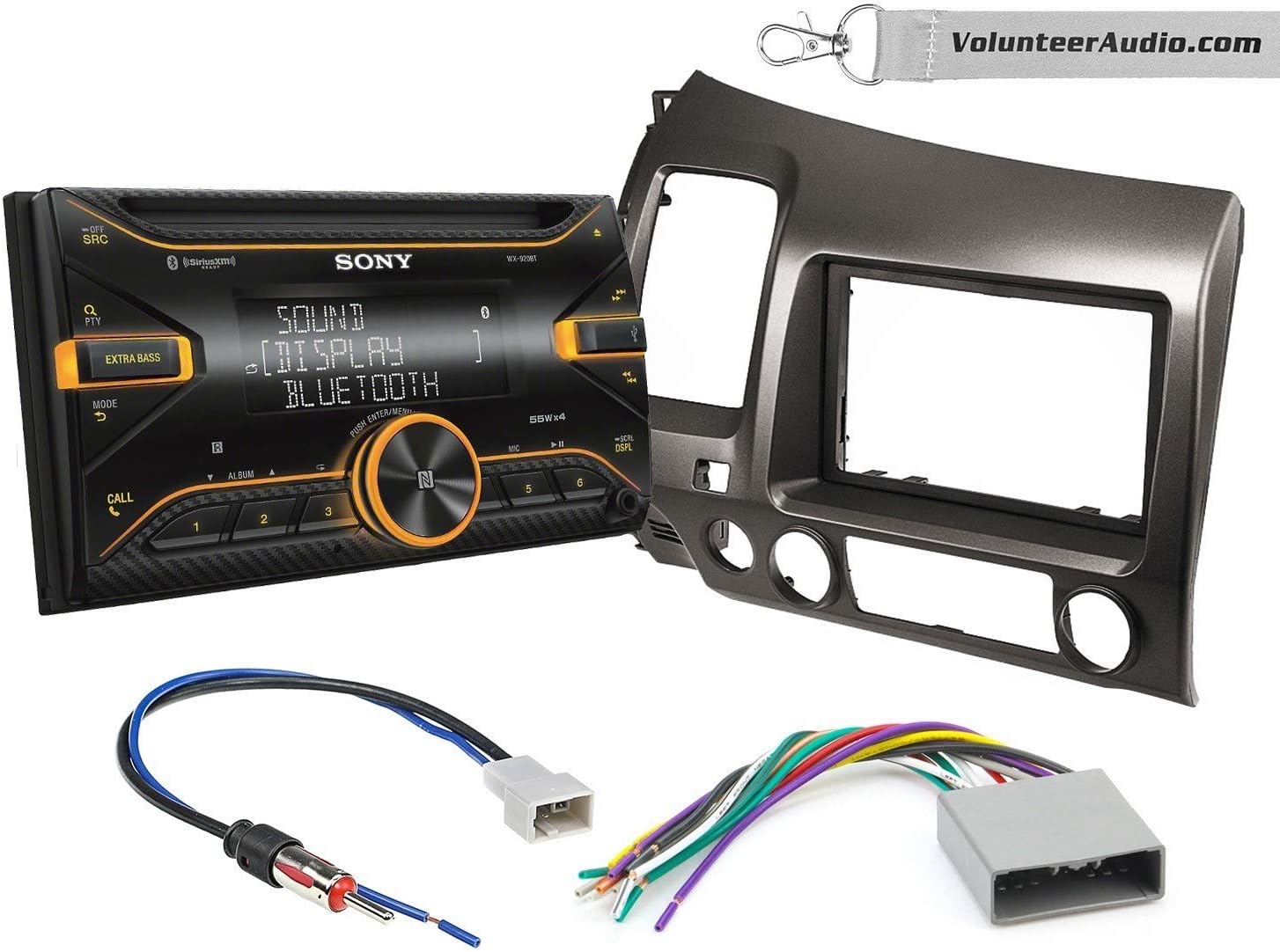 Sony WX-920BT Double Din Radio Install Kit With Sirius XM Ready, USB/AUX, CD Player Fits 2006-2011 Honda Civic (Earth Taupe Brown)