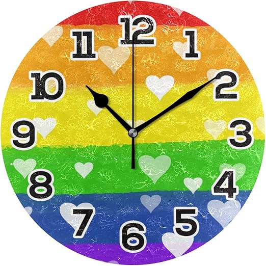 Bonipe Reloj De Pared Con Diseno De Corazones En Arco Iris Silencioso Acrilico 9 45 Pulgadas Decoracion Para El Hogar Oficina Escuela Reloj Redondo Arte Amazon Es Hogar
