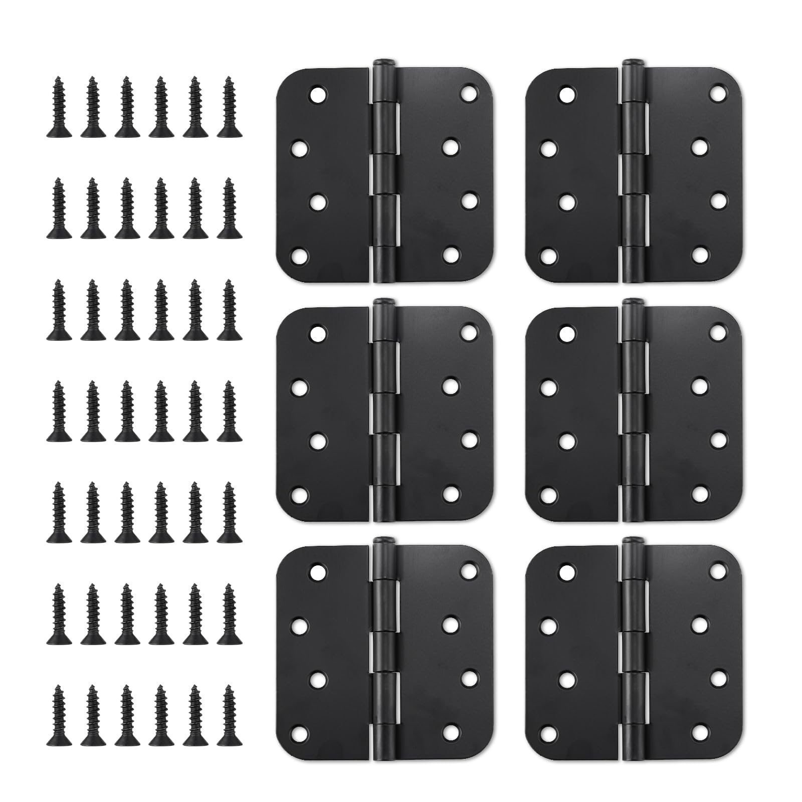 6pcs Ball Bearing Heavy Duty Hinges - 4in Carbon Steel, Matte Black for Outswing & Self Closing Doors