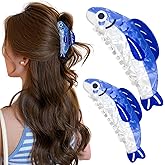 2 PACK Sardine Hair Clip, Animal Acetate Claw Clips, Big Jaw Barrettes for Hair, Hair Accessories for Women and Girls
